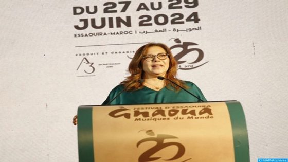 La directrice et productrice du Festival Gnaoua et Musiques du Monde d'Essaouira, Neila Tazi, intervient lors du point de presse dédié à la présentation de la 25ème édition du Festival, qui aura lieu du 27 au 29 juin prochain. 19032024-Casablanca